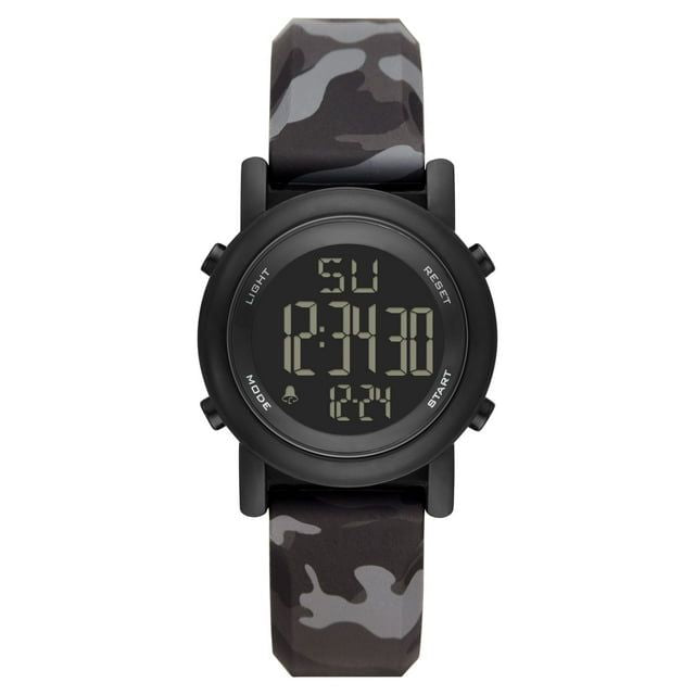 George Men's Digital Watch: Gunmetal Case, Negative Display, Black Grey Camo Stap (FMDOGE030)