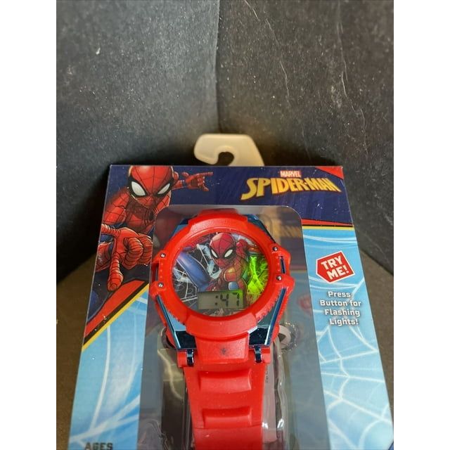 Marvel Spider Man Flashing LCD Watch with Molded Straps (SPD4625WM)