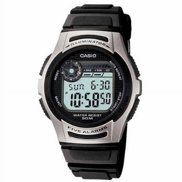 Casio Men's Black Resin Strap Digital Sport Watch, Silver Accents W213-1AV