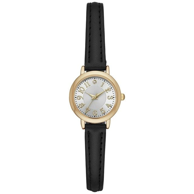 Time and Tru Women's Gold Tone Watch with Faux Leather Strap