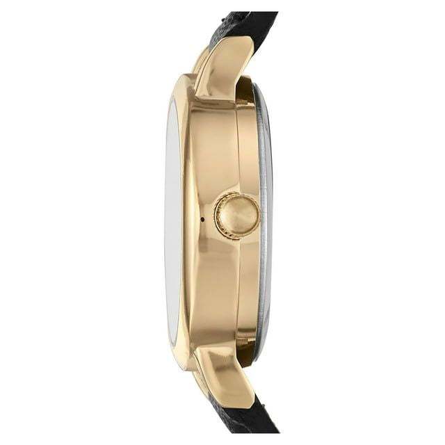 Time and Tru Women's Gold Tone Watch with Faux Leather Strap