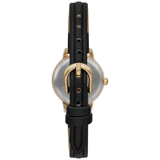 Time and Tru Women's Gold Tone Watch with Faux Leather Strap