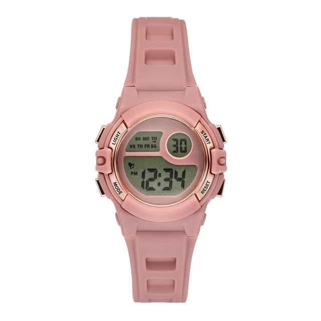 Time and Tru Ladies' Digital Sport Watch, Dusty Rose Round Case, Rose Gold Tone Bezel and Dusty Rose Plastic Strap (FMDOTT108)