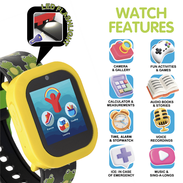 iTech Jr Kids Boys Frog Smartwatch with On Ear Light up Bluetooth Headphones