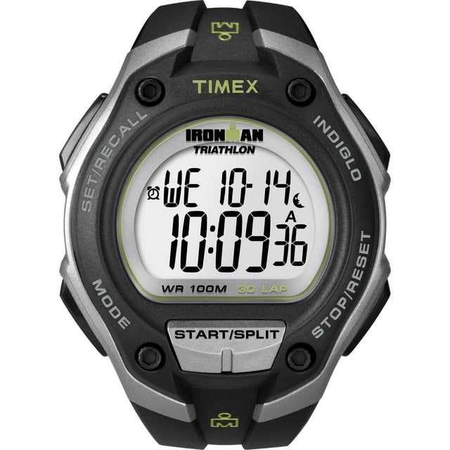 TIMEX Men's IRONMAN Classic 30 Oversized 43mm Watch ¨C Silver-Tone & Black Case with Black Resin Strap