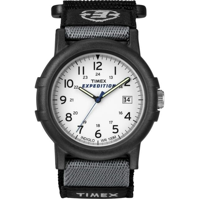 Timex Men's Expedition Camper Black/White 38mm Outdoor Watch, FastWrap Strap