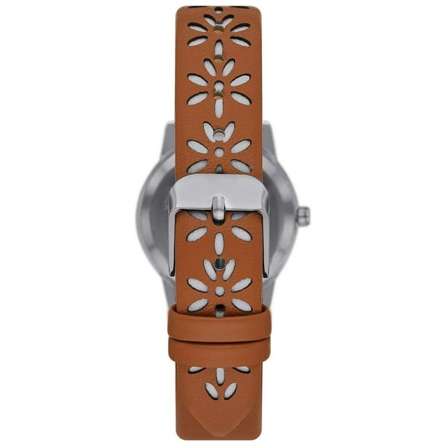 Time and Tru Women's Crystal Accent Watch with Perforated Strap