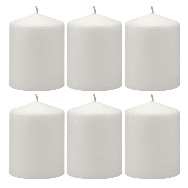 Stonebriar 3" x 4" Unscented 1-Wick White Pillar Candles, 6 Pack