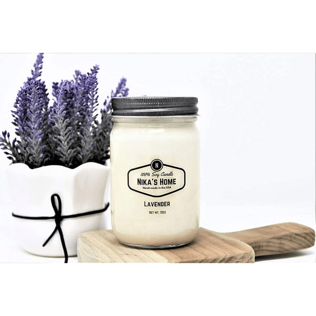 Nika's Home Lavender Soy Candle - 12oz Mason Jar