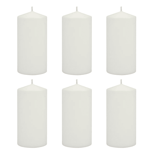 Stonebriar 3" x 6" Unscented 1-Wick White Pillar Candles, 6 Pack