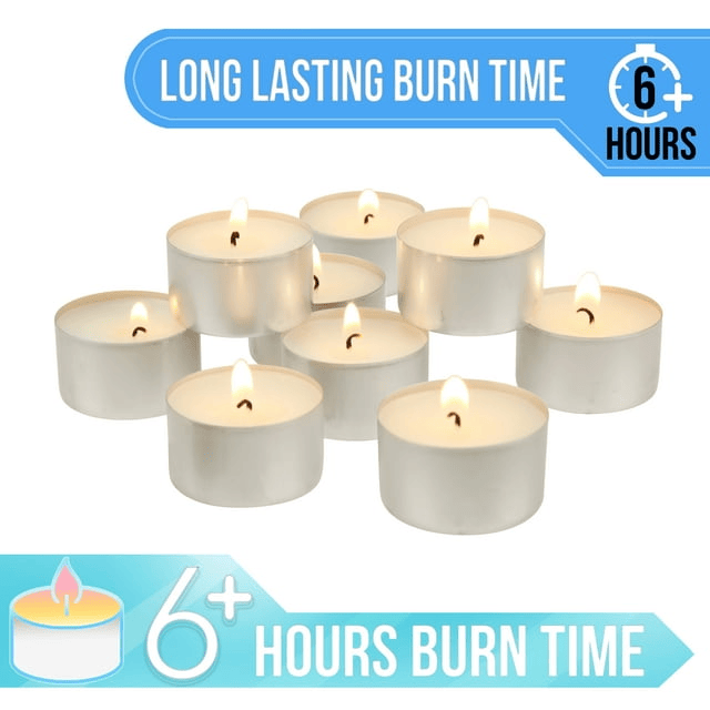 Stonebriar Unscented Long Burning Tealight Candles with 6-7 Hour Burn Time, 100 Pack, White