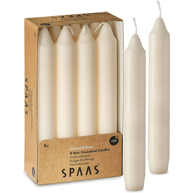 SPAAS Straight Candle Sticks - Pack of 8 6" Long Ivory Candles | 5 Hour Long Burning Unscented Candles for Emergency Candles, Chime Candles, Table Candles for Wedding, and Home Decoration