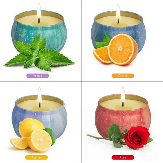 YIWER Scented Candles Gifts Set for Women: 4 PCS Aromatherapy Soy Wax Candles for Home Fragrance Stress Relief Candles for Bathtub, Yoga, Sleeping, Birthday Gifts for Women, Anniversary