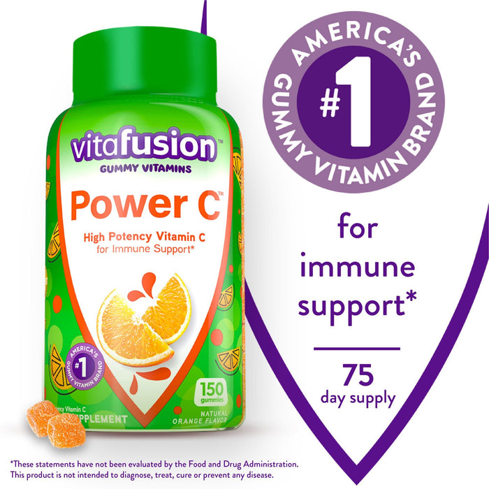 Vitafusion Power C Vitamin C Gummies for Immune Support; Orange Flavored; 150 Count