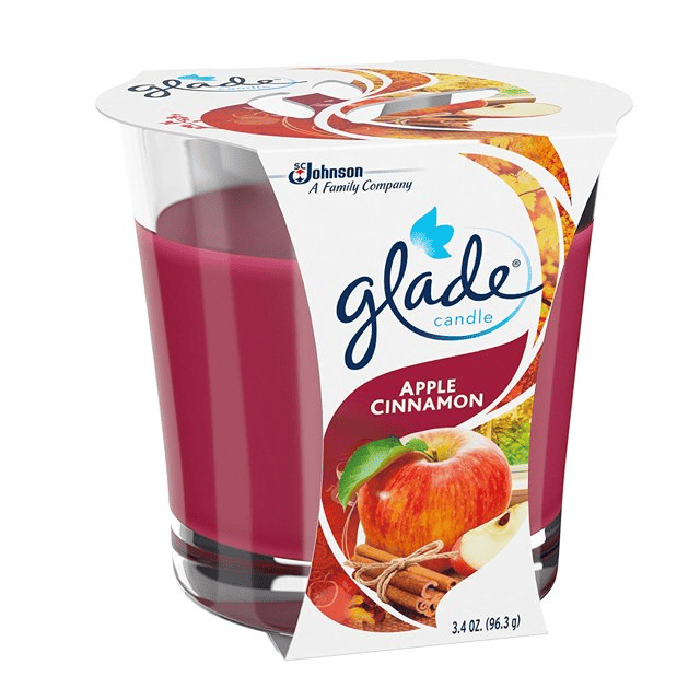 Glade Scented Candle Jar, Apple Cinnamon, Fragrance Infused with Essential Oils, 3.4 oz, 96 g