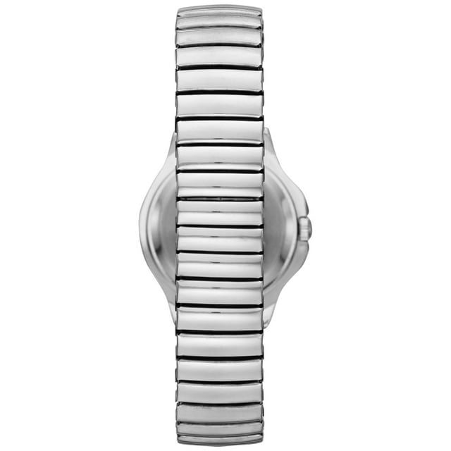 Time and Tru Women's Round Silver Tone Watch with Expansion Strap