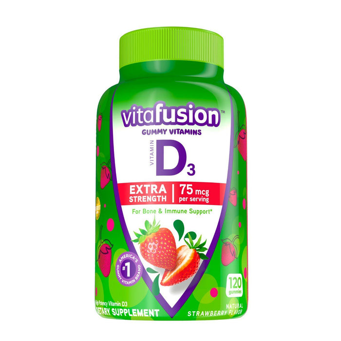 Vitafusion Extra Strength Vitamin D3 Gummy Vitamins; Strawberry Flavored; 120 Count