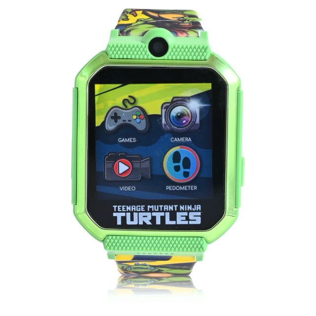 Nickelodeon Teenage Mutant Ninja Turtles Unisex Touchscreen Smart Watch with Silicone Strap and Metallic Green Case 42MM