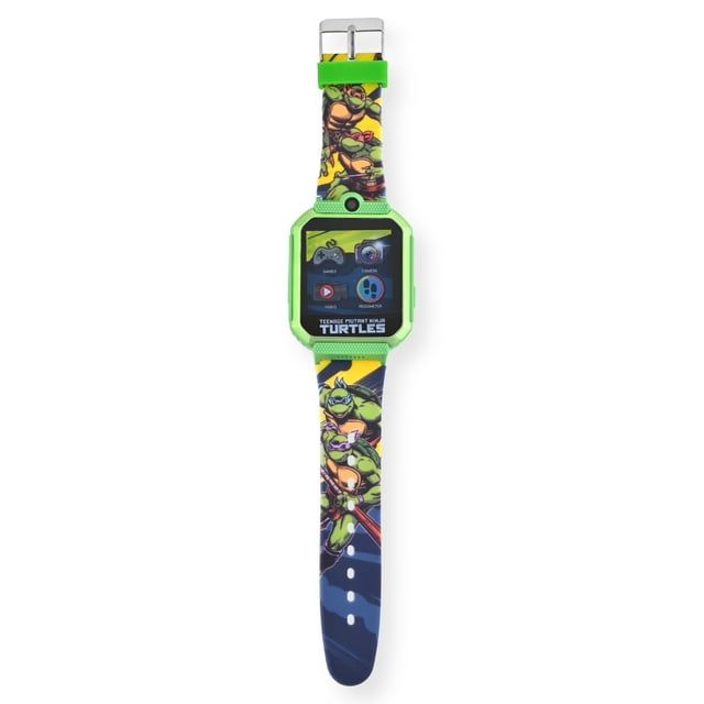 Nickelodeon Teenage Mutant Ninja Turtles Unisex Touchscreen Smart Watch with Silicone Strap and Metallic Green Case 42MM