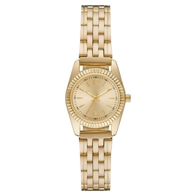 Time and Tru Women's Gold Tone Fluted Bezel Bracelet Watch