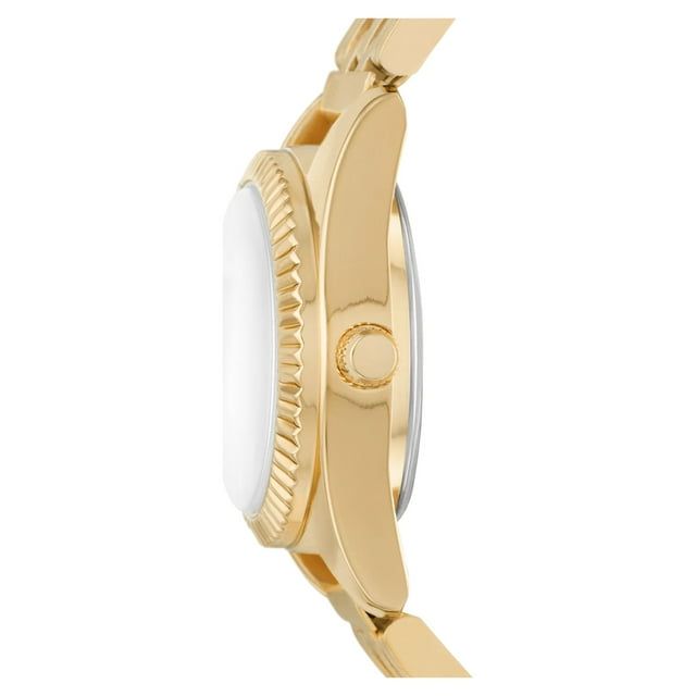 Time and Tru Women's Gold Tone Fluted Bezel Bracelet Watch