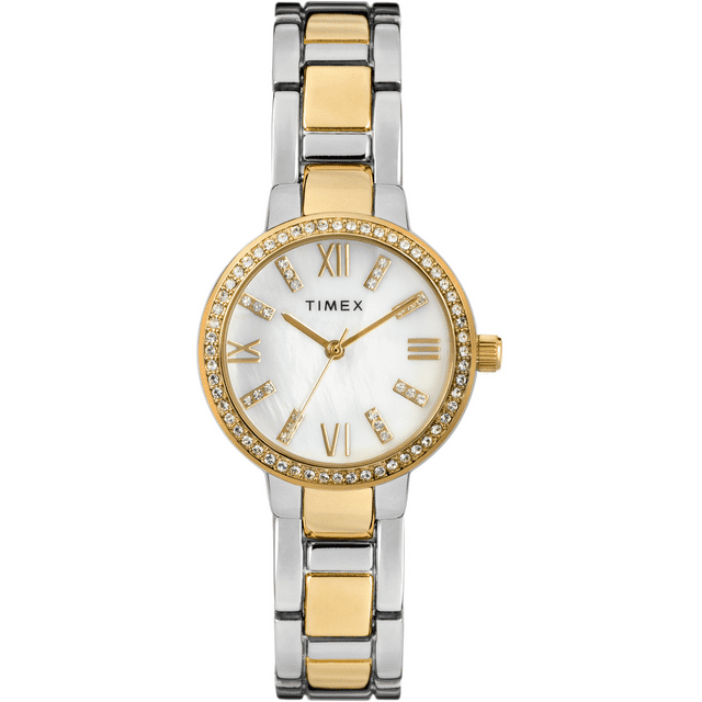 Timex Women's Dress Crystal 30mm Watch ¨C Mother of Pearl Dial with Two-Tone Bracelet