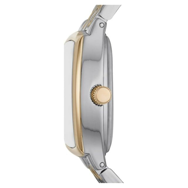 Time & Tru Women's Wristwatch: Two Tone Silver and Gold Barrel Case Bracelet Watch (FMDOTT077)