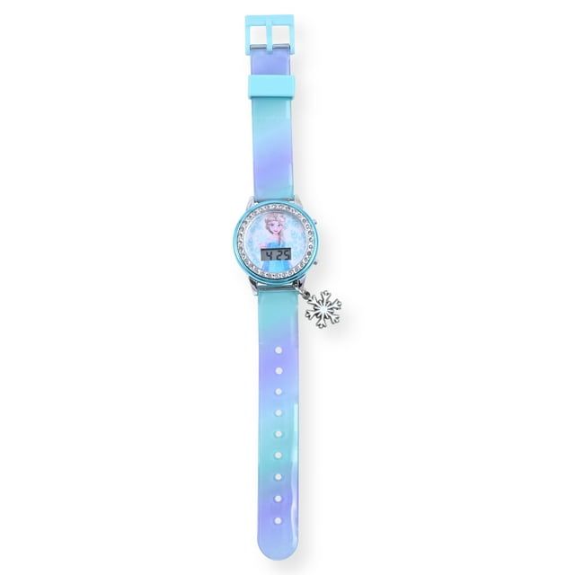 Disney Frozen Girls Flashing LCD Blue Ombre Silicone Watch, Bracelet and Hair Accessory 3 Piece Set