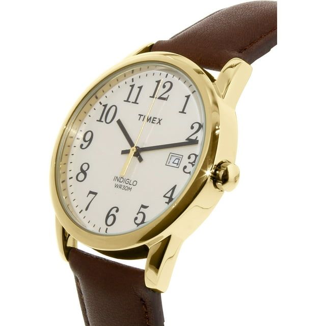 Timex Men's Easy Reader Date Brown/Gold/Cream 38mm Casual Watch, Leather Strap