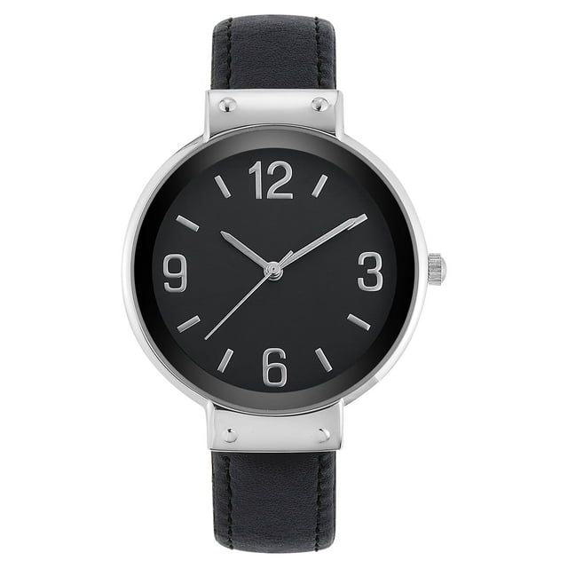 Time and Tru Women's Black Dial Silver Tone Watch