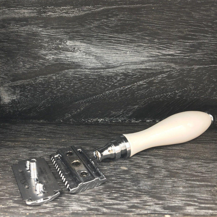 Parker 111W White Resin Handle Safety Razor