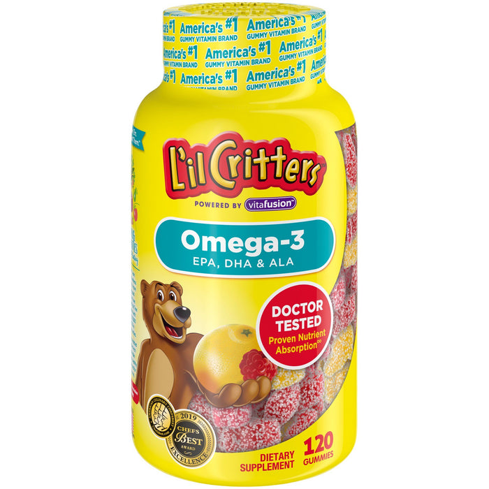 L'il Critters Kids Omega-3 DHA; EPA and ALA Gummy; 120 Count