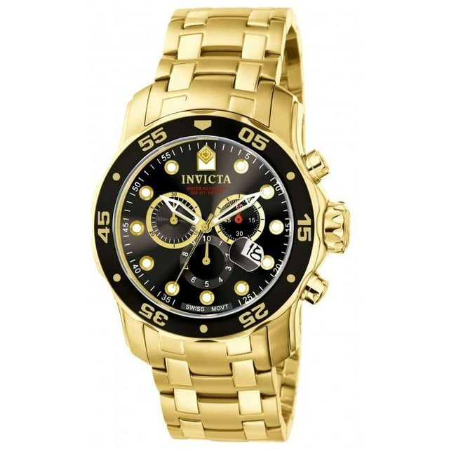 Invicta Pro Diver Chronograph Black Dial Gold-tone Men's Watch 0072