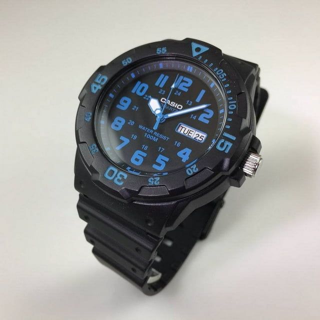 Casio Men's Dive Style Watch, Black/Blue Accents MRW200H-2BV