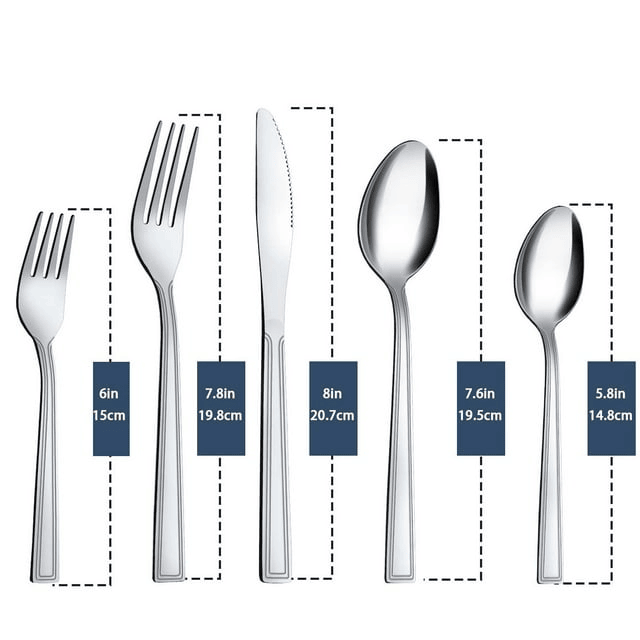 Silverware Set Service for 8, Hunnycook 40 Pieces Square Handle Stainless Steel Flatware Set, Mirror Polished Cutlery Set for Home Kitchen Restaurant, Dishwasher Safe