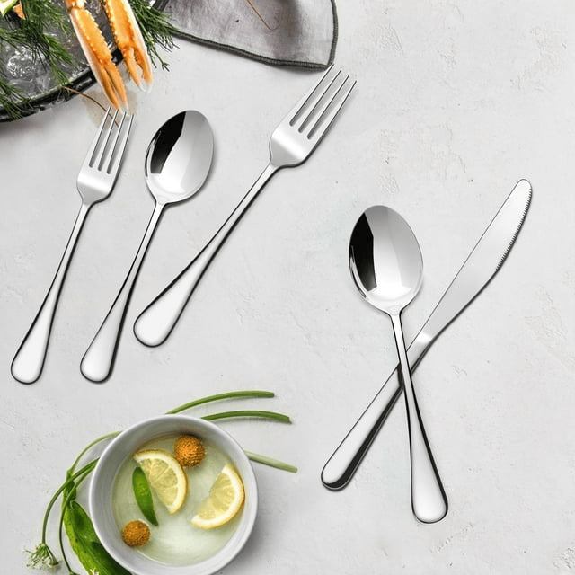 Lovote Flatware Set 30 Pieces Stainless Steel Silverware Sets, Utensils Set Service for 6, Tableware Cutlery Set for Home and Restaurant Including Salad Fork, Dinner Fork, Knife, Spoon, and Teaspoon