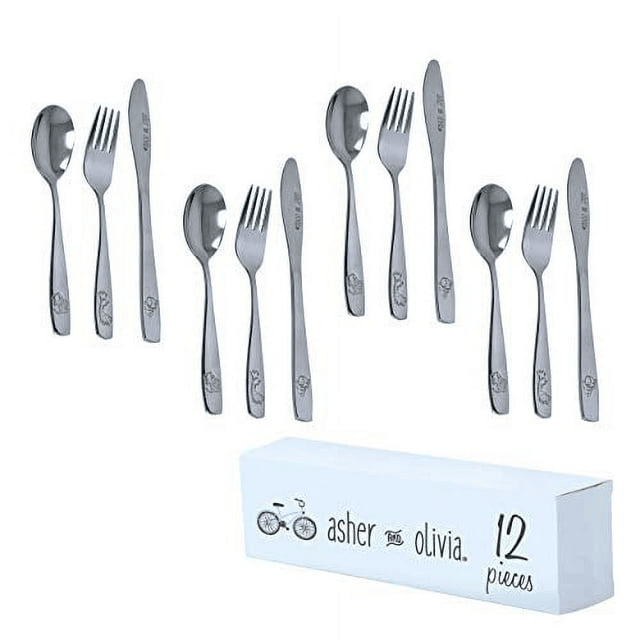 Kids and Toddler Utensils Silverware Set ¨C 12-Piece Toddler Silverware Includes 3 Forks 3 Spoons and 3 Kid-Friendly Knives - kids Cutlery Metal Flatware Set for Preschooler Baby Child Toddler