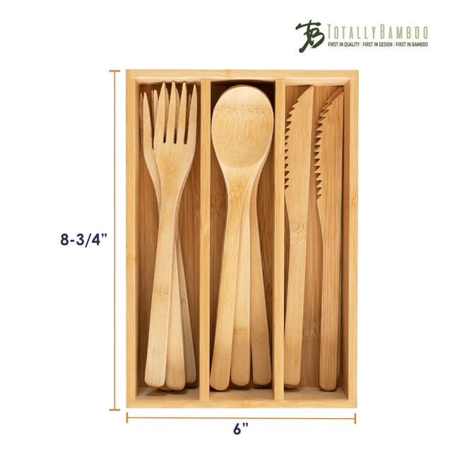 Totally Bamboo 12-Piece Bamboo Flatware Set with Portable Storage Case