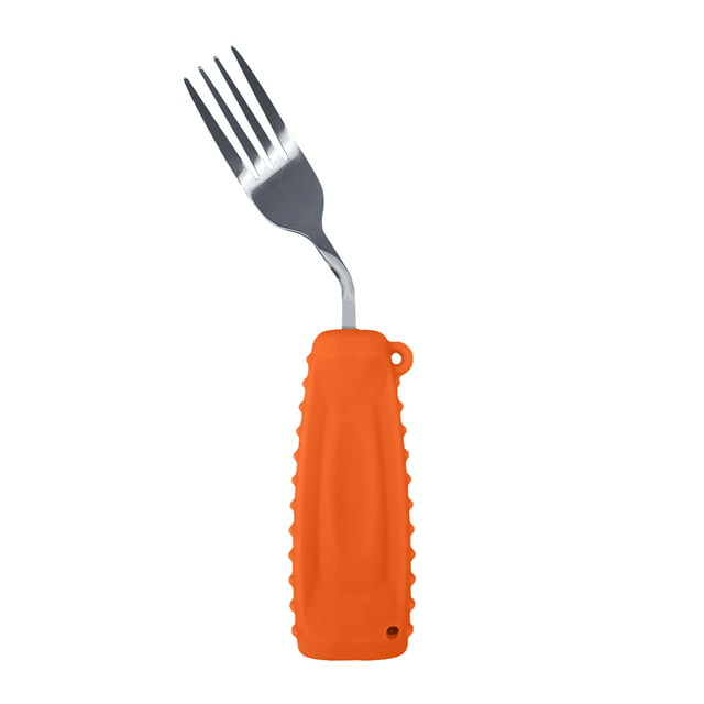 Ehucon Adaptive Utensils,Weighted Fork for Handicaps , Tremors Parkinsons Limited or Weak Grasp Elderly, Ergonomic Cutlery with Non-Slip Easy Grip Handles(Right Hand)