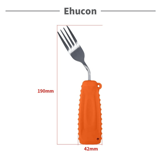 Ehucon Adaptive Utensils,Weighted Fork for Handicaps , Tremors Parkinsons Limited or Weak Grasp Elderly, Ergonomic Cutlery with Non-Slip Easy Grip Handles(Right Hand)