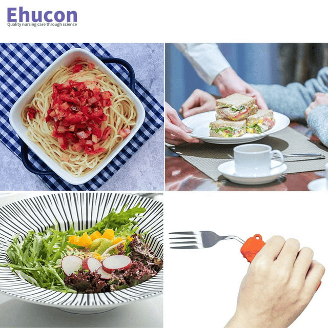 Ehucon Adaptive Utensils,Weighted Fork for Handicaps , Tremors Parkinsons Limited or Weak Grasp Elderly, Ergonomic Cutlery with Non-Slip Easy Grip Handles(Right Hand)