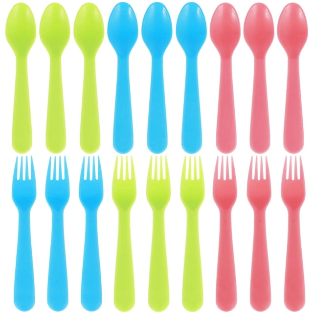 Tcwhniev Kids Silverware, 18Pieces Toddler Utensils,Reusable Kids Forks and Spoons Set, Kids Utensils Set for LunchBox, 6x Safe Forks,6 x Children Spoons