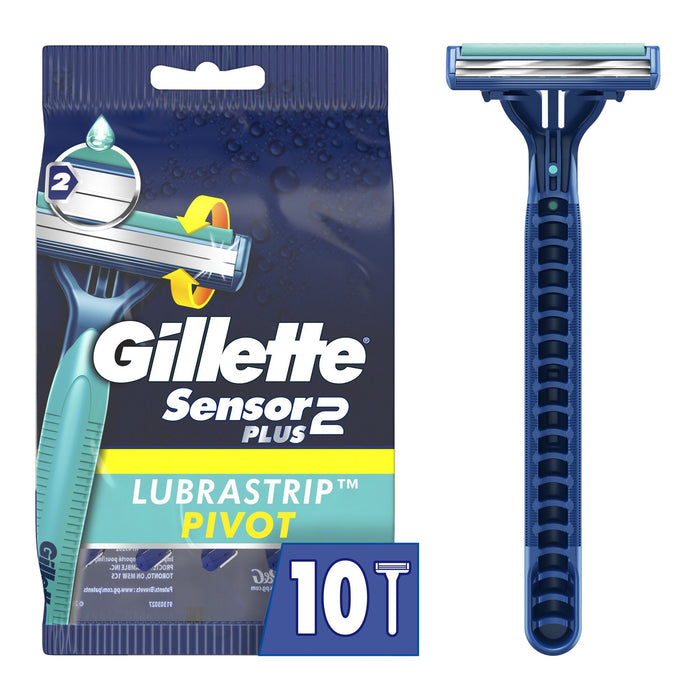 Gillette Sensor2 Plus Pivoting Head Men's Disposable Razors; 10 Count