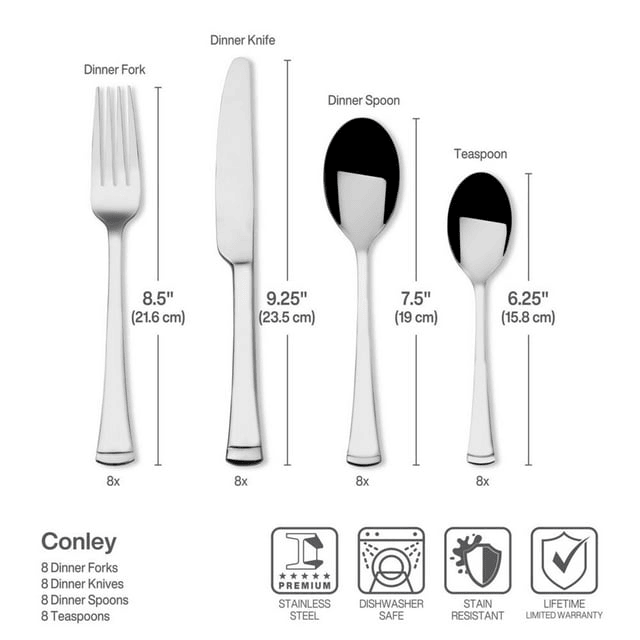 International Silver Conley 34-Piece 18.0 Flatware Set, Service for 8