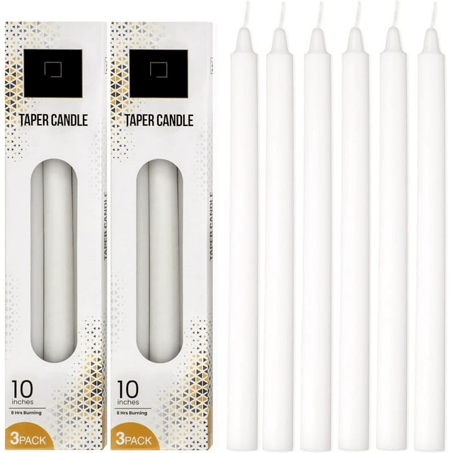 DecorRack 6 White Taper Candles, 10 inch