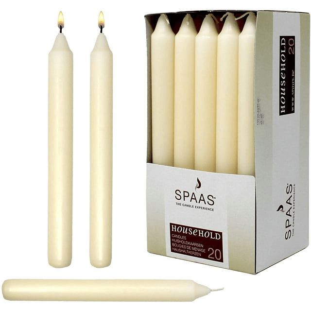 7 Inch Ivory Taper Candles 6 Hour Burning Candle Decorate Your Dinner Wedding Table Dripless&nbsp;and Smokeless Candle Unscented Fits Most candlesticks -20 Pack Household Candles