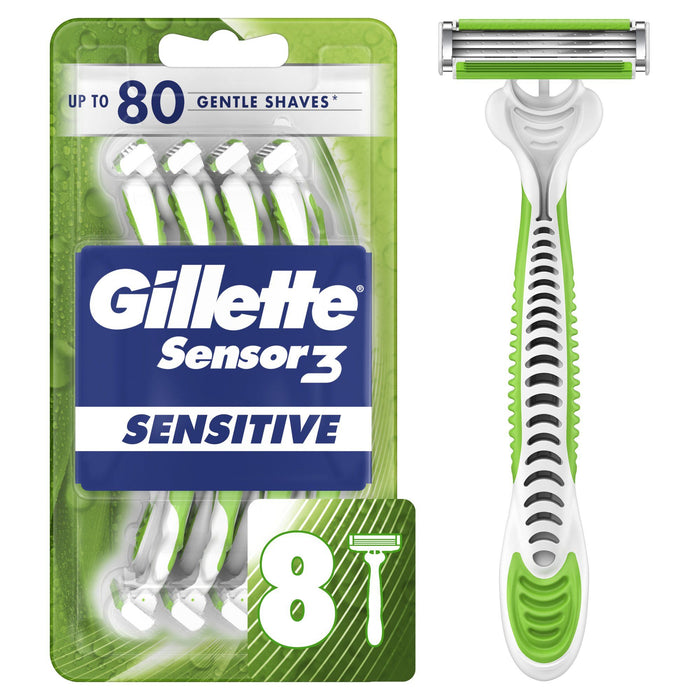 Gillette Sensor3 Sensitive Men's Disposable Razor; 8 Count