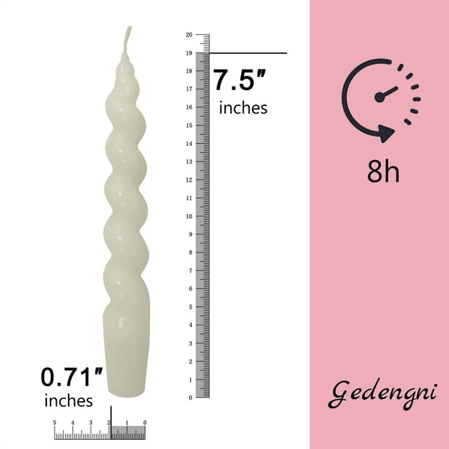 FCHSHAMD 7.5'' White Taper Candles - Unscented Dripless2 Pack