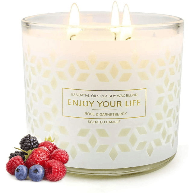 3 Wick Scented Candles Jar Candle Fruit Berries, 14.5oz