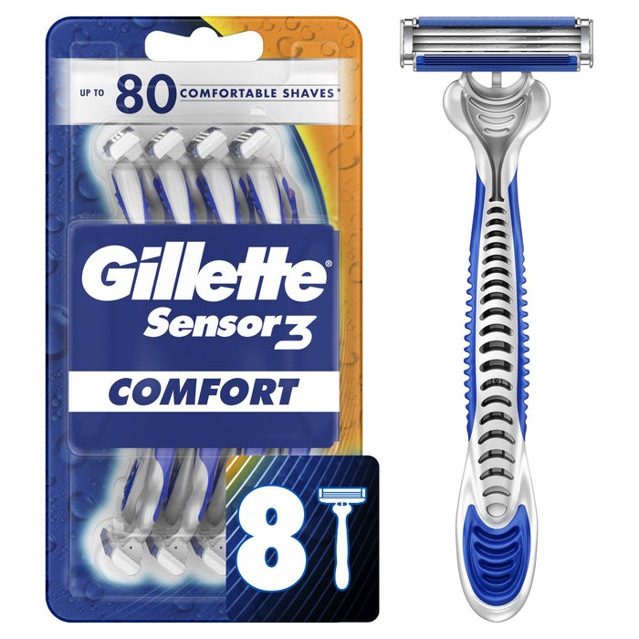 Gillette Sensor3 Men's Disposable Razor; 8 Razors